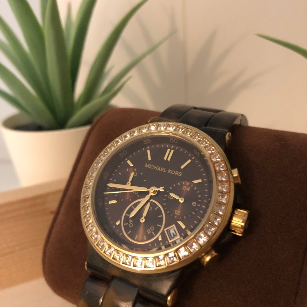 Michael Kors Gold Diamond Tortoise Watch